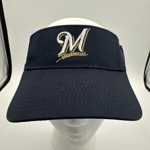 Milwaukee Brewers MLB Adjustable Visor Hat Cap Navy Blue OC OSFM New